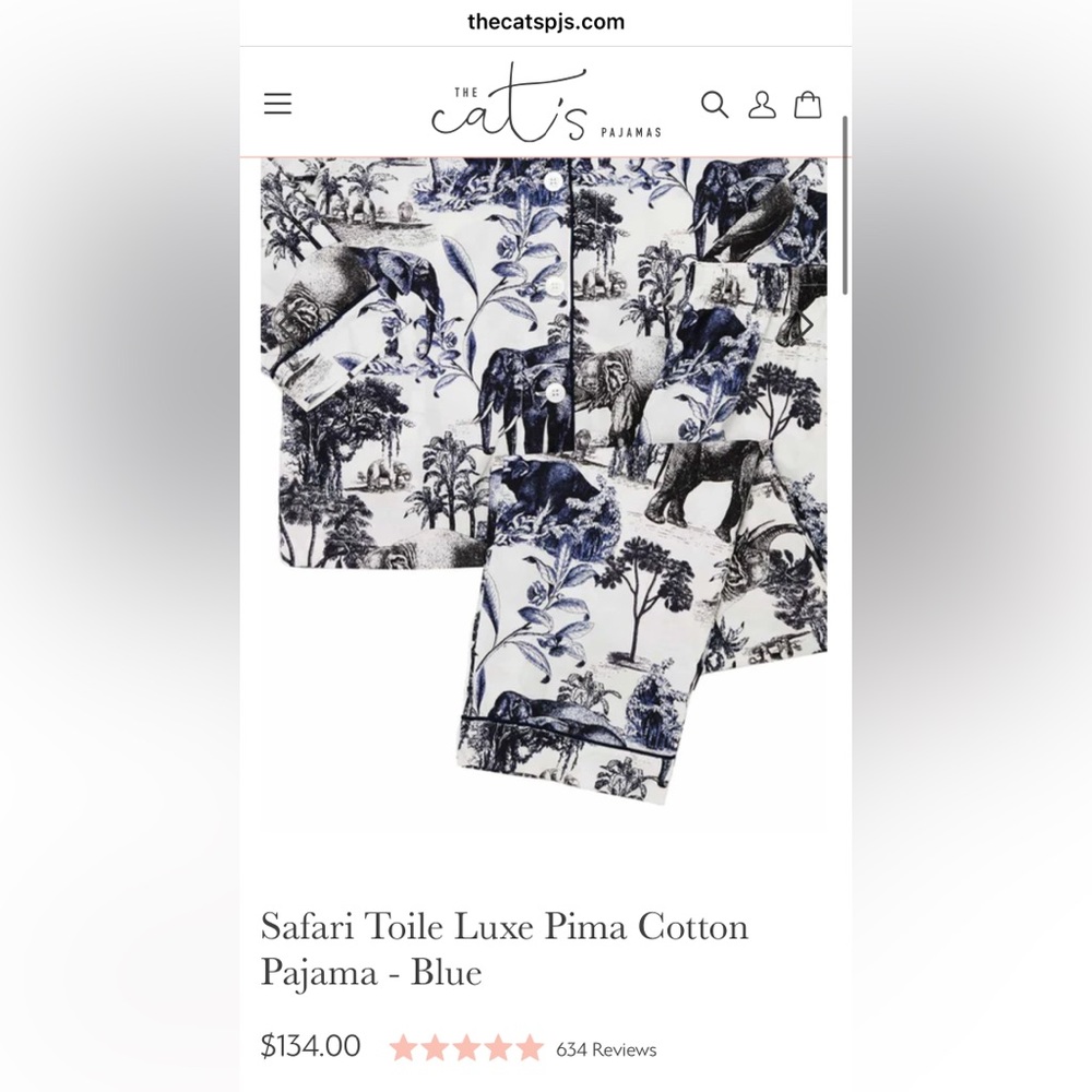 The Cat’s Pajamas Safari Toile Luxe Pima Cotton in Blue Large (current style) - Picture 16 of 16